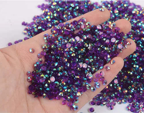 Miniatura 5 de 3000 diamantes de imitación de resina de 0.118 pulgadas y 1.18 onzas (0.118 in) de color AB con parte trasera plana, diamantes de imitación
