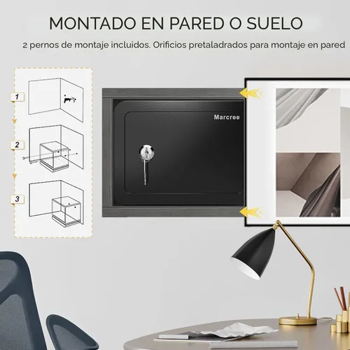Miniatura 6 de Marcree Caja fuerte de 0.23 cachorros, pequeña caja fuerte con llave, mini caja fuerte para el hogar para dinero, monedas y efectivo, cajas fuertes
