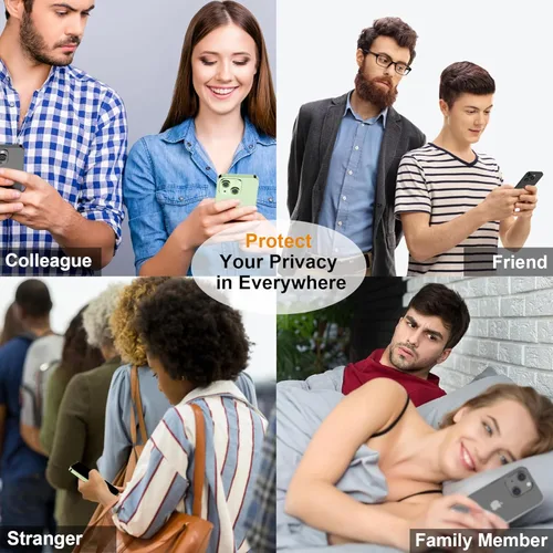 Miniatura 5 de QHOHQ Paquete de 3 protectores de pantalla de privacidad para iPhone 15 [6.1 pulgadas] con paquete de 3 protectores de lente de cámara, película