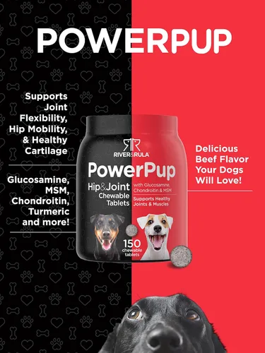 Miniatura 3 de Horbaach - Suplemento para cadera y articulaciones para perros, 150 masticables, con glucosamina, condroitina y MSM, sin OMG, sin gluten, por River