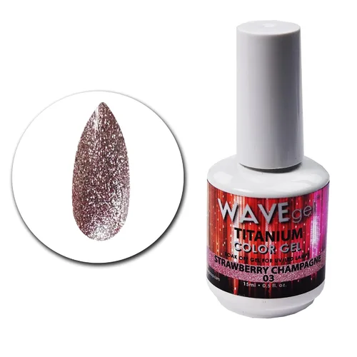 Miniatura 28 de WAVEGEL - Esmalte de uñas en gel con purpurina, colección Titanio, #28 Twinkle Pink I 0.5 onzas