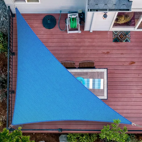 ShadeMart Toldo Vela Solar de 10' x 17' x 19.7' Azul UPF50 Triángulo Rectángulo SMTAPRT14 Pantalla de Tela de Lona, Permeable al Agua y al Aire y