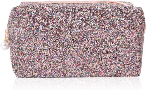 Miniatura 5 de RIAH FASHION Bolsa organizadora de embrague, bolsa organizadora de viaje, cosméticos, artículos de tocador, joyería, lindo bolso de lentejuelas