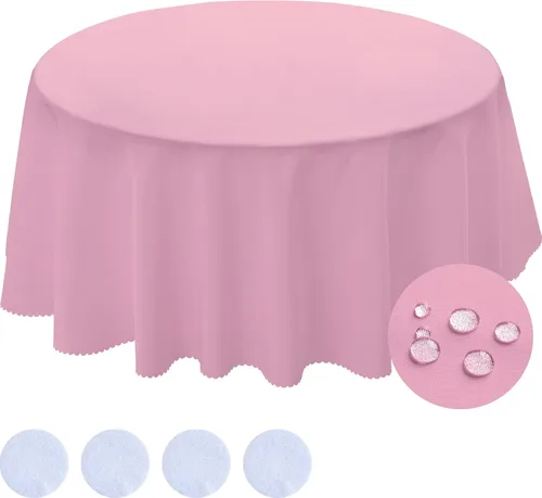 Miniatura 10 de BYDOLL Mantel redondo de 48 pulgadas para la parte superior de un máximo de 38 pulgadas de diámetro, color beige, lavable, al aire libre, resistente