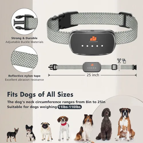 Miniatura 8 de Collar de perro antiladridos automático inteligente resistente al agua recargable Terminador de ladridos (collar de ladrido negro)