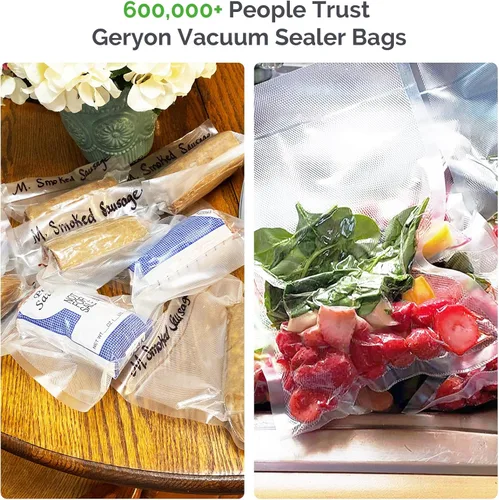 Miniatura 5 de GERYON Bolsas selladoras al vacío, 50 unidades de cuarto de galón de tamaño de 8 x 12 pulgadas, bolsa precortada de grado comercial, bolsas