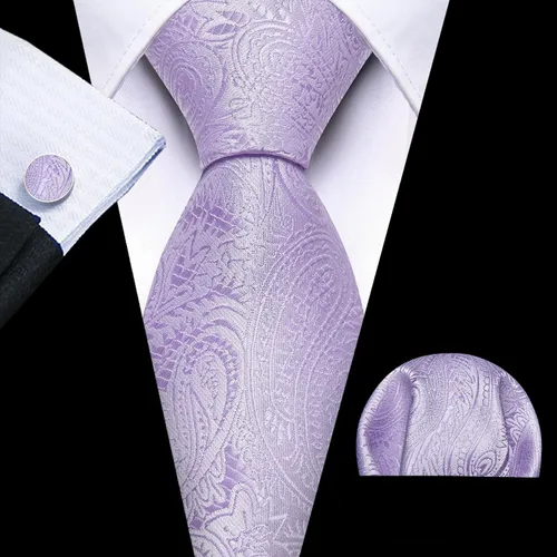 Miniatura 154 de Barry.Wang - Juego de corbata de seda para hombre, diseño de cachemira, pañuelo y gemelos de bolsillo