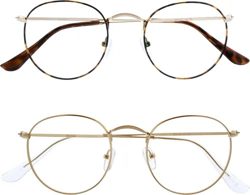 Miniatura 14 de OPULIZE SOL - Gafas de lectura con bloqueo de luz azul para mujeres y hombres, marco redondo de metal, bisagras de resorte, anteojos