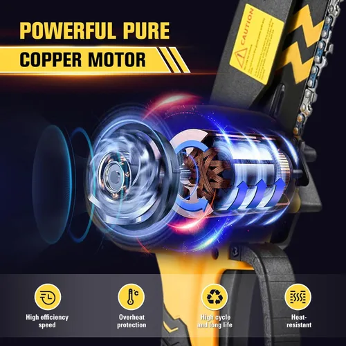 Miniatura 3 de Saker Mini motosierra inalámbrica de 6 pulgadas con interruptor de bloqueo de seguridad, motosierra eléctrica inalámbrica, motosierra pequeña