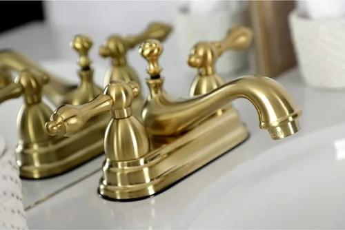 Miniatura 4 de Kingston Brass KS3607AL Restoration - Grifo de baño central de 4 pulgadas, latón cepillado, 6.38 x 4.5 x 3.06