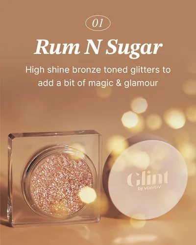 Miniatura 2 de Gel Glint Glitter (ron N Sugar, 0.13 onzas), maquillaje corporal multiusos para ojos, mejillas, cuerpo y cabello de LG Beauty. Pigmento rico, brillo