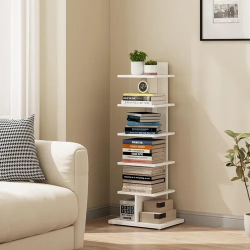 Miniatura 23 de TUTOTAK - Estantería estrecha, estantería de 8 niveles, estante de libros con espacio para la columna para espacios pequeños, estante de esquina