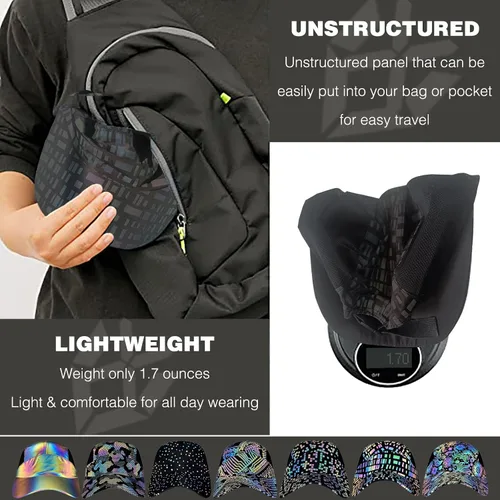 Miniatura 8 de XAANLVY - Gorra de béisbol holográfica original, sin estructura, ajuste relajado, de secado rápido, para mujeres y hombres, ajustable, transpirable