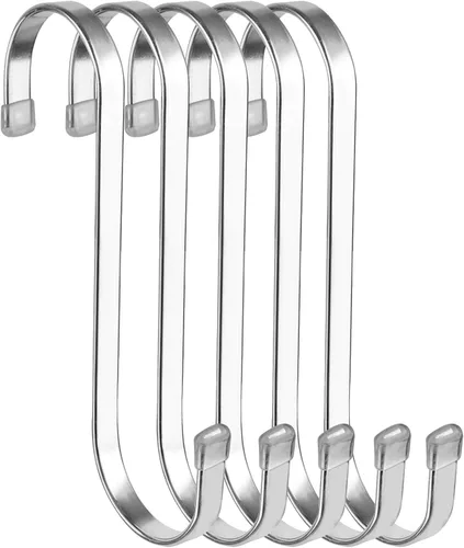 Miniatura 8 de Paquete de 10 Ganchos Planos en S - Ganchos en S de Acero Inoxidable Resistentes de 3 Pulgadas para Colgar Ollas, Sartenes, Plantas, Tazas de Café