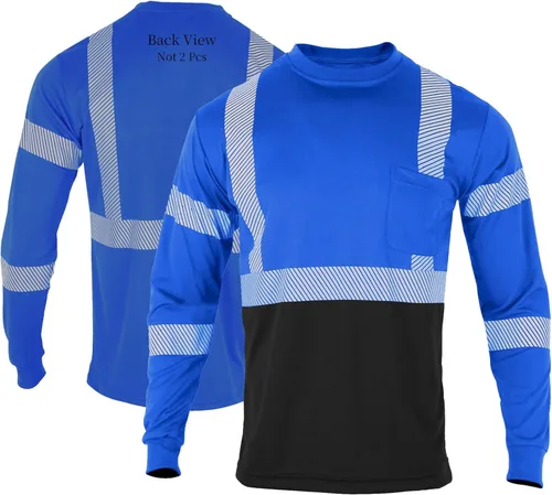 FONIRRA Camisas reflectantes de seguridad de alta visibilidad para hombres ANSI Clase 3 Hi Vis, camisetas de trabajo de construcción de manga larga