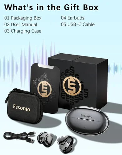 Miniatura 7 de M31 Auriculares inalámbricos de oreja abierta, con clip, ligeros, ajuste de 0.18 oz, control Omni Tap de gran alcance, sonido de 68 horas, Bluetooth