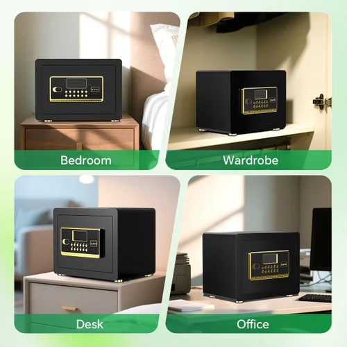 Miniatura 6 de Caja de seguridad con teclado digital y sistema de alarma - Caja de bloqueo electrónico para joyas y dinero en efectivo con estantes ajustables