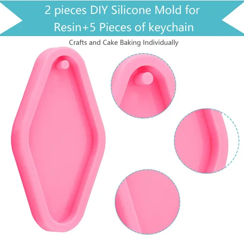 Miniatura 3 de 2 moldes de silicona de diamante para llavero de silicona para hornear, moldes de fondant para llavero, molde de arcilla y 5 llaveros