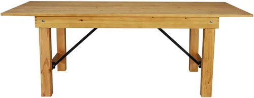 Miniatura 7 de Flash Furniture HERCULES Mesa de Granja Plegable Rectangular de Pino Macizo Rústico Antiguo de 7' x 40", Color Natural Claro
