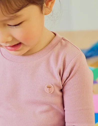 Miniatura 5 de moimoln Pijama de bambú de algodón viscosa acanalado sólido para bebés niños y niñas, ajuste cómodo, conjunto de 2 piezas