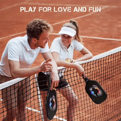 Miniatura 7 de niupipo Pickleball Paddles Set of 2/4/1, USAPA Approved Carbon Fiber & Fiberglass Hybrid, Easy Power, Polypropylene Honeycomb Core, Cushioned 4.72
