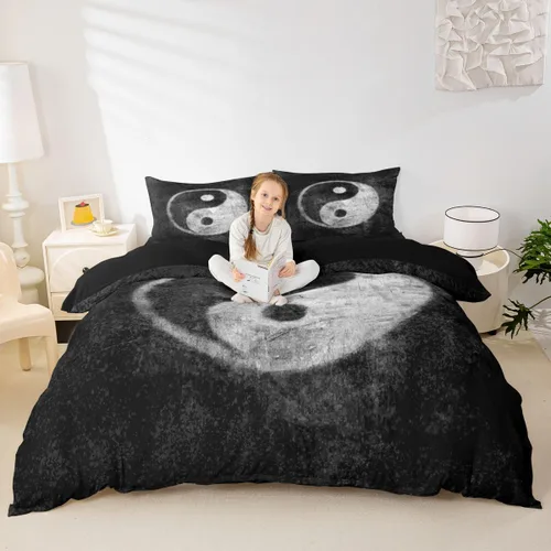 Miniatura 34 de Feelyou Juego de ropa de cama color verde azulado, tamaño individual, funda de edredón turquesa, azul, gris, grunge, degradado, para niños, niñas