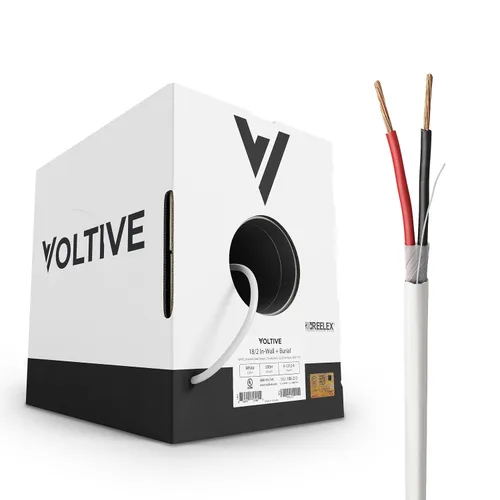 Miniatura 40 de Voltive Cable de altavoz 10/2, CL3 en pared y entierro directo, negro, 100 pies - 10 AWG, 2 conductores, cobre trenzado sin oxígeno, listado UL