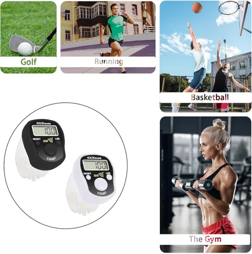 Miniatura 6 de Contador de dedo manual, clicker digital, paquete de 5 unidades, contador de puntadas para tejer, led, dígitos ajustables, pantalla LCD electrónica