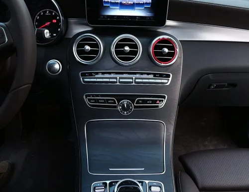 Miniatura 5 de YIWANG Aluminum Alloy Central Control Features Decorative Frame Button Trim 2pcs for Mercedes Benz W205 C-Class 2015 2016 E Class W213 E200l Gold