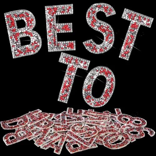 Miniatura 15 de WILLBOND - 37 piezas de calcomanías de letras con strass grandes, alfabeto de purpurina, número de cristal, calcomanías brillantes autoadhesivas