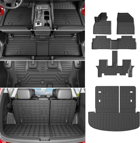 Miniatura 17 de powoq Tapete de suelo compatible con Honda Pilot 2016-2022 con alfombrilla de respaldo, forro de carga de repuesto para accesorios Honda Pilot