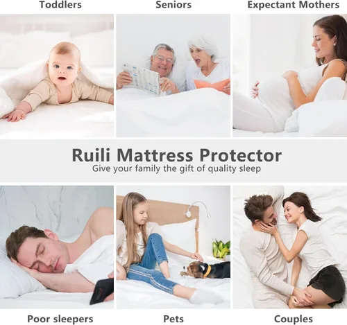 Miniatura 6 de Protector de colchón tamaño individual, impermeable, lavable, funda acolchada para colchón ajustable, protección de cama de plástico sin ruido