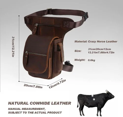 Miniatura 4 de Leathario - Bolsa de piel auténtica para hombre, bolsa de herramientas para la pierna táctica, bolsa de pierna, bolsa de riñonera para el muslo
