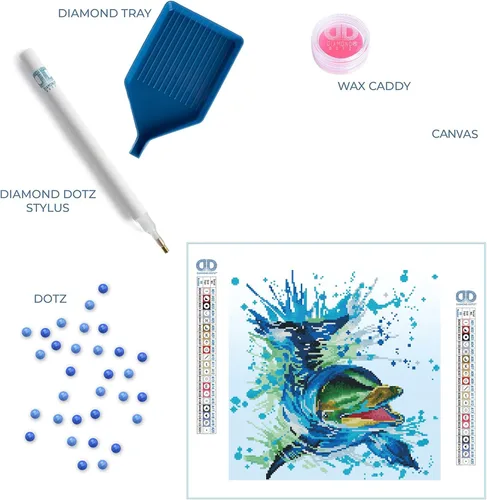 Miniatura 6 de DIAMOND DOTZ Flipper Dolphin - Kits de pintura de diamantes para adultos, kits de arte de diamantes, un kit de manualidades creativo relajante
