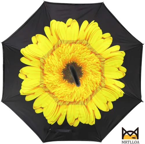 Miniatura 36 de MRTLLOA - Paraguas invertido de gran tamaño de 40/49/56 pulgadas - Sombrilla doble capa resistente al viento, con mango en forma de C y tamaño golf