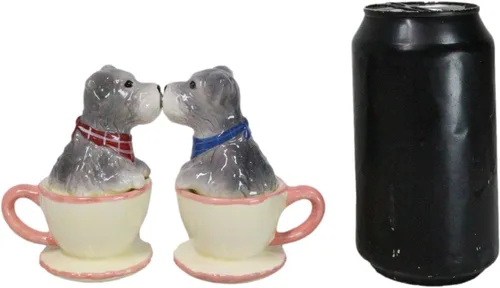 Miniatura 6 de Ebros - Juego de salero y pimentero de cerámica gris Schnauzer en miniatura, juego de salero y pimentero, figuras de San Valentín, fiestas, cocina