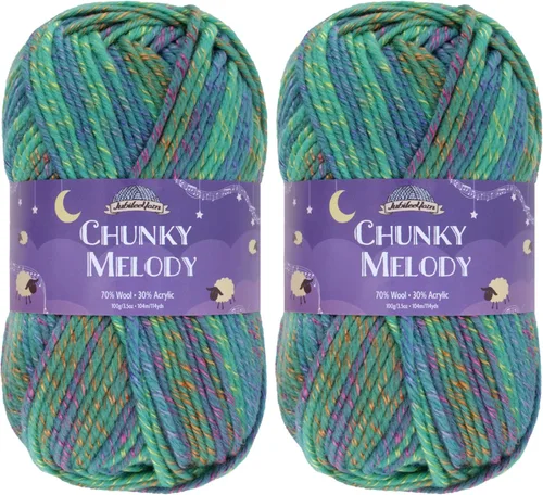 Miniatura 61 de JubileeYarn Chunky Melody - Hilo para tejer 100g/madeja, mezcla de lana gruesa, color maíz naranja - 2 madejas 15 Maíz Naranja