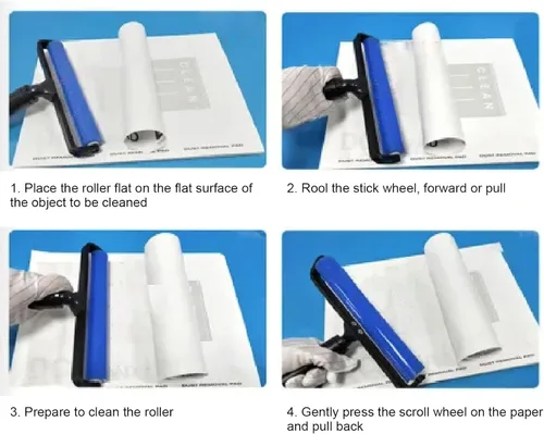 Miniatura 9 de 50 hojas de papel limpio de rodillo de polvo de alto adhesivo, adherencia superior para eliminación eficaz de suciedad, polvo y residuos, hojas