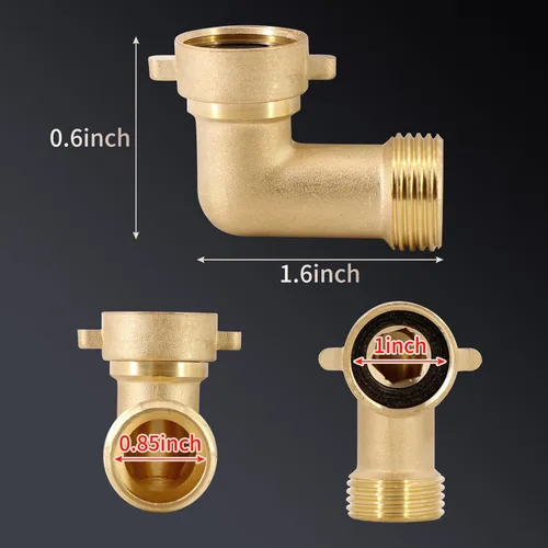 Miniatura 5 de kipa Brida de entrada de agua para autocaravana, latón con codo de manguera, válvula de retención y conector FPT de 1/2" rosca hembra, brida de 3