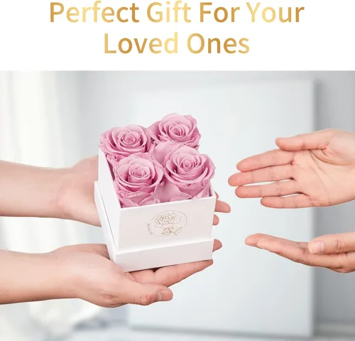 Miniatura 4 de DuHouse Caja de 4 rosas preservadas, flores eternas, regalo para San Valentín, cumpleaños, Día de la Madre, Acción de Gracias, Navidad, aniversario