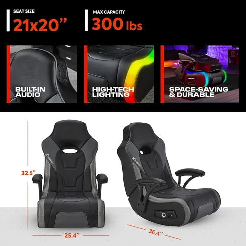 Miniatura 2 de X Rocker Video Gaming Floor Rocker Chair, Built-in Audio, College Dorm Essentials for Guys and Girls, Bedroom, Foldable, Gifts for Gamers