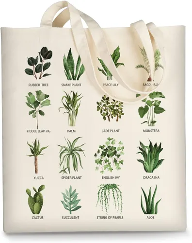 Miniatura 11 de Bolsa de lona AUSVKAI estética para mujer, lindas bolsas de tela reutilizables de algodón para compras, playa, comestibles