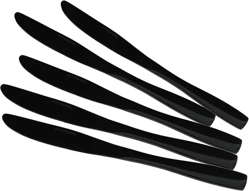 Miniatura 7 de Vababa 16 cuchillos de cena de acero inoxidable con acabado espejo, cuchillos de cena, color negro Mirror Finished, Premium Stainless Steel