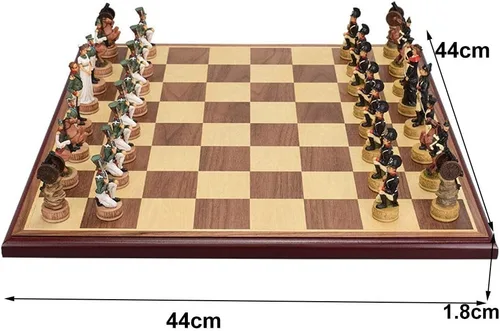 Miniatura 2 de Juego de ajedrez para adultos y niños, juego de ajedrez de madera y personajes, tablero de ajedrez plegable portátil, juego para adultos y niños