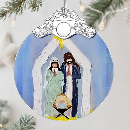Miniatura 18 de Adorno de Navidad de natividad, decoración de Navidad de vitrales de 3 pulgadas, adornos de natividad para árbol de Navidad, regalos cristianos