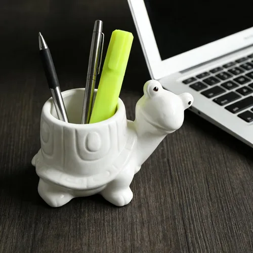 Miniatura 3 de Maceta de cerámica para plantas pequeñas de interior, maceta multiusos para suculentas, soporte para bolígrafos de escritorio, organizador