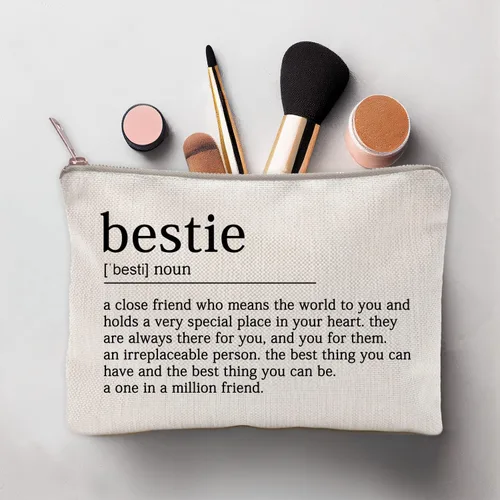 Miniatura 4 de Estuche de maquillaje para mejor amiga, bolsa de cosméticos para ella, para hermana, cumpleaños, neceser, regalo, citas de motivación, regalo
