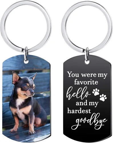 Funnylife Llavero Conmemorativo Personalizado con Foto de Perro de Acero Inoxidable Llavero Personalizado de Memoria de Mascota Regalos de