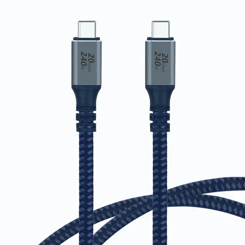 Cable USB C 3.2 Gen 2, 6.6 pies 20 Gbps de transferencia de datos 4K de salida de video cable para monitor, carga rápida PD de 240 W para iPhone