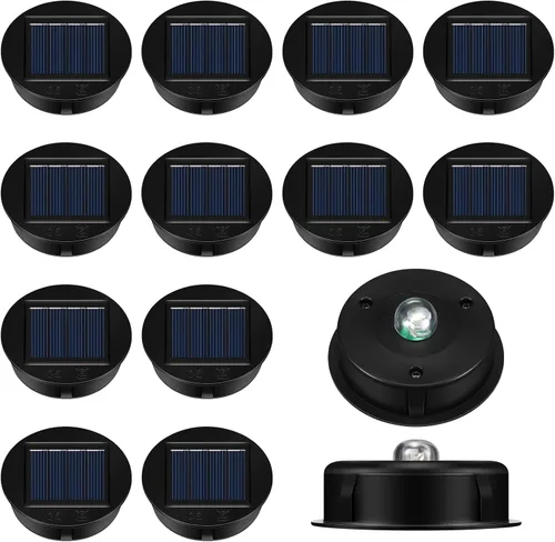 Jeyiour Juego de 12 tapas de repuesto para luz solar, piezas de repuesto para luz solar, panel LED impermeable, tapa de linterna para exterior, kit